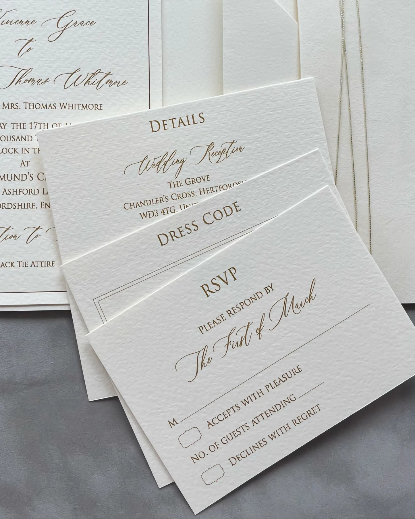 Virginie velvet pocketfold insert suite with Details, Dress Code and RSVP cards — Polina Perri