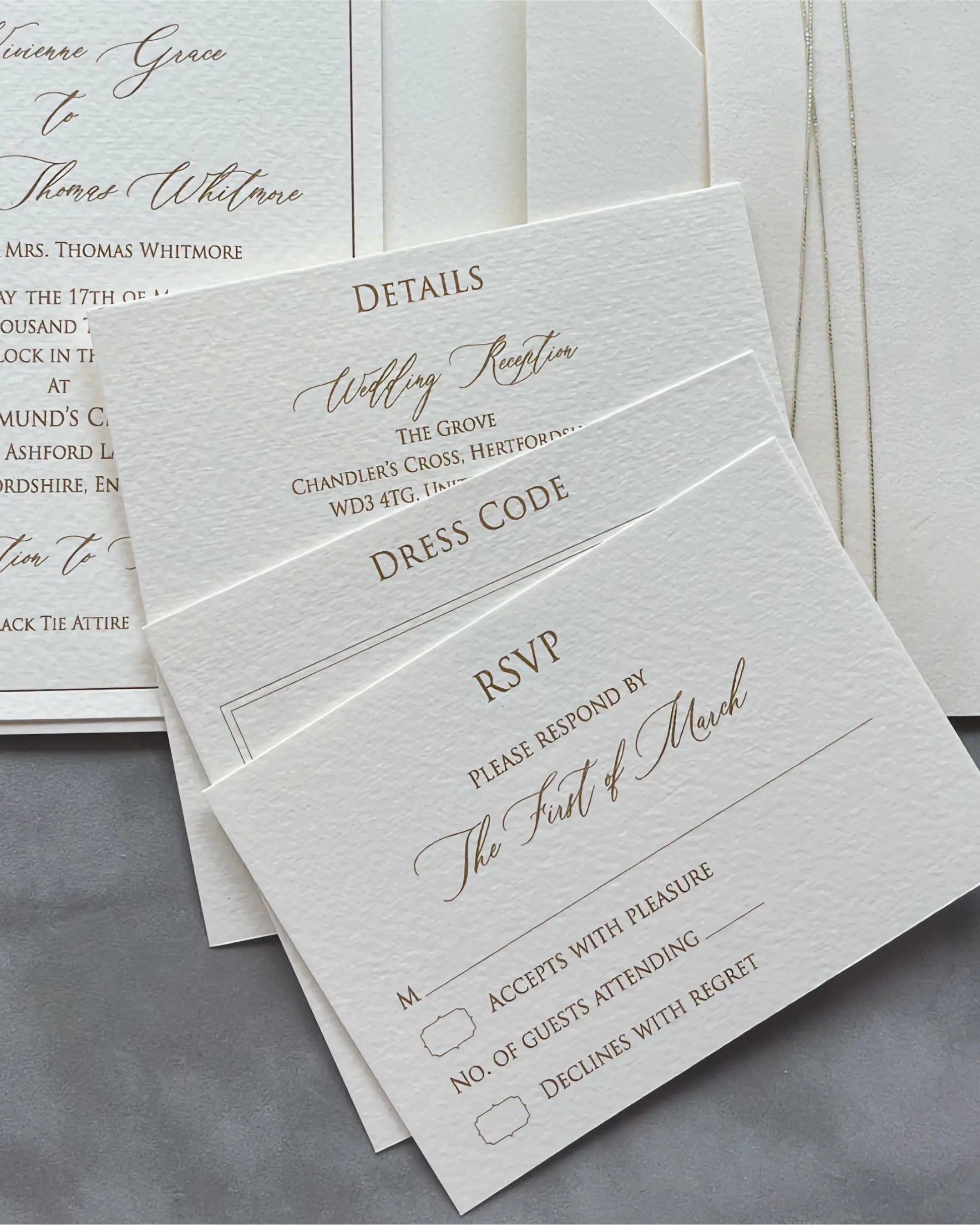 Virginie velvet pocketfold insert suite with Details, Dress Code and RSVP cards — Polina Perri